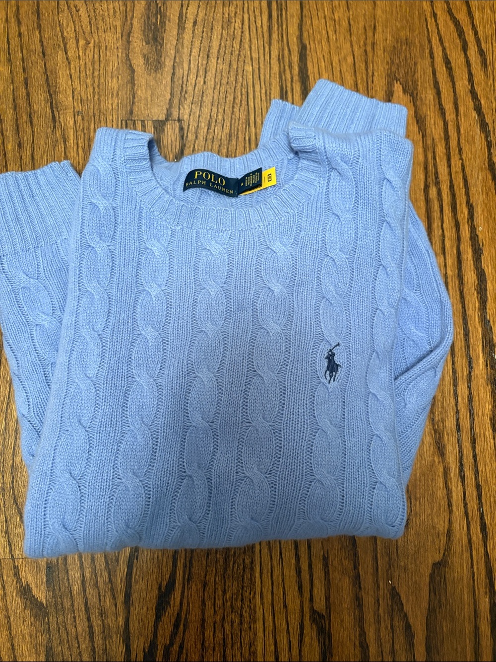 Ralph Lauren Light Blue Cable Knit Crewneck Sweater